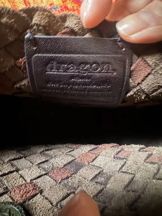 Dragon Diffusion Woven Leather Shoulder Bag Dark Brown Handmade Style - Picture 2 of 7